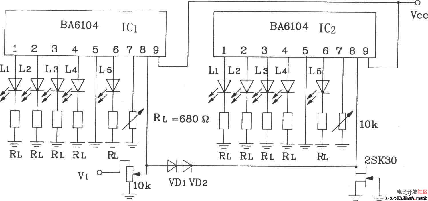 2BA6104λLEDƽɵ·ɵ10LEDƽʾ·ͼ