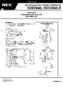 浏览型号2SK2040-Z的Datasheet PDF文件第2页