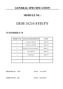 浏览型号DEM16216SYH-PY的Datasheet PDF文件第2页