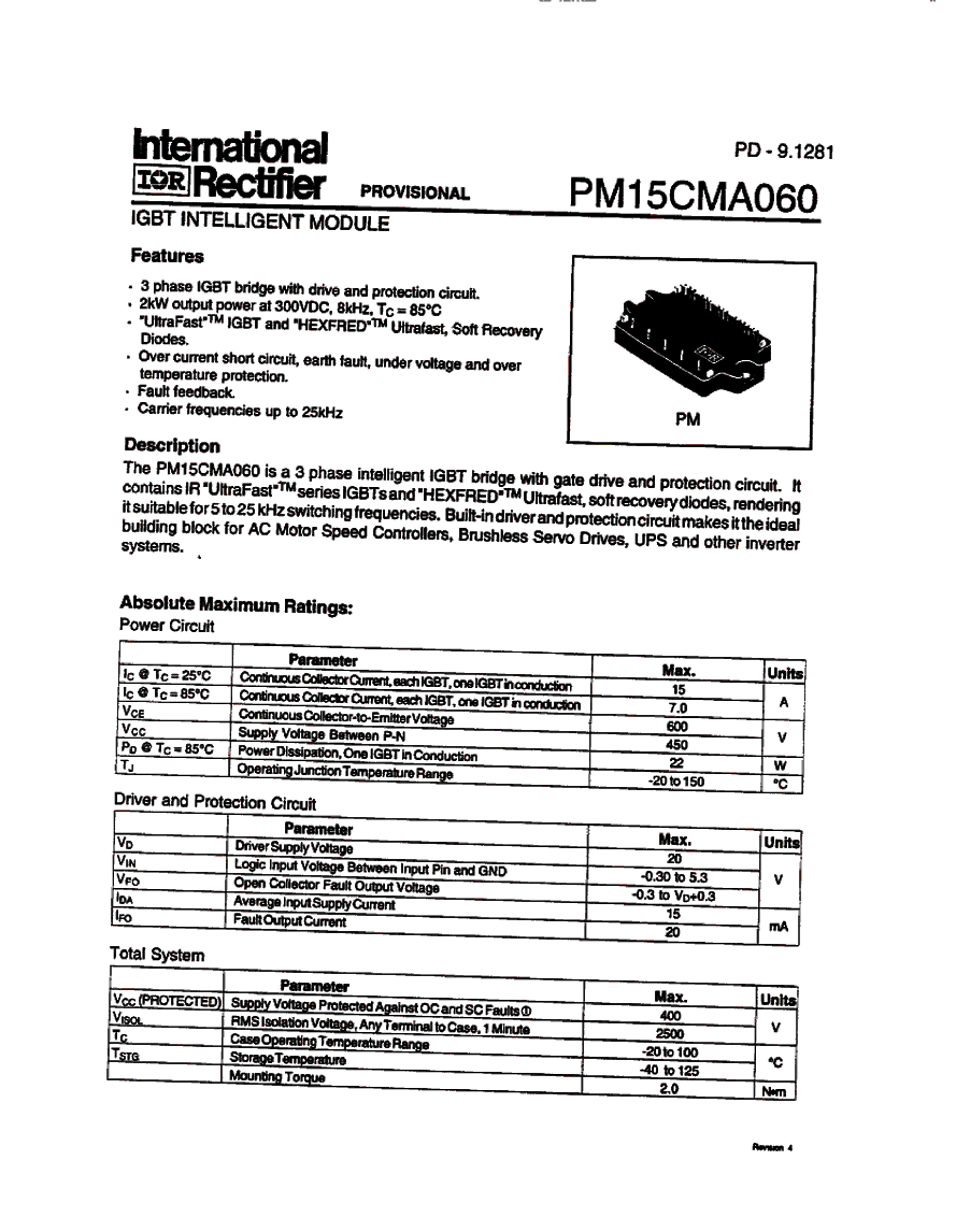 浏览型号PM15CMA060的Datasheet PDF文件第1页