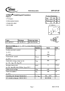 浏览型号SPP15P10P的Datasheet PDF文件第1页