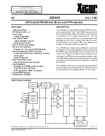 浏览型号X25040P的Datasheet PDF文件第1页