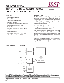 浏览型号IS61LV25616AL-10T的Datasheet PDF文件第1页